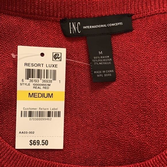 INC woman’s red blouse Resort Luxe M - Picture 5 of 7